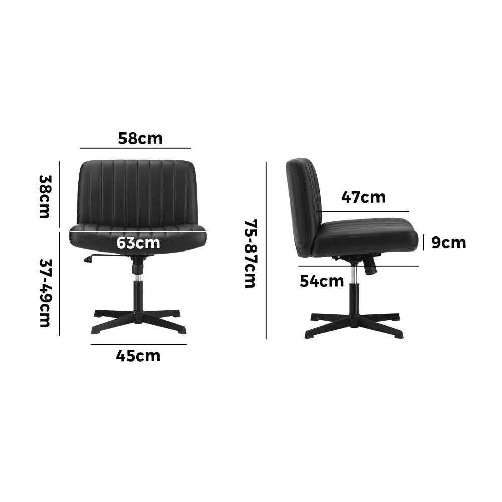 Oikiture Mid Back Armless Office Chair PU Leather Black-Office Chairs-PEROZ Accessories