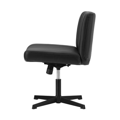Oikiture Mid Back Armless Office Chair PU Leather Black-Office Chairs-PEROZ Accessories
