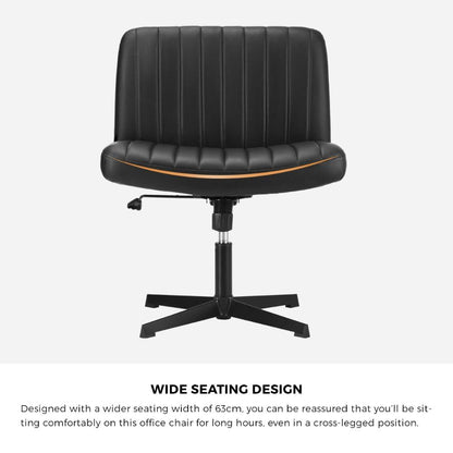 Oikiture Mid Back Armless Office Chair PU Leather Black-Office Chairs-PEROZ Accessories
