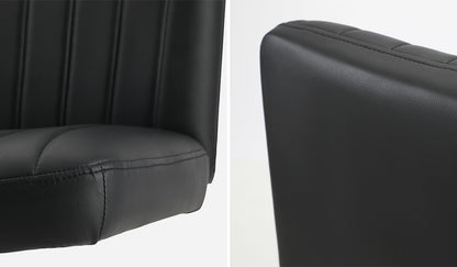 Oikiture Mid Back Armless Office Chair PU Leather Black-Office Chairs-PEROZ Accessories