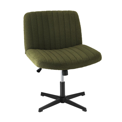 Oikiture Mid Back Armless Office Chair Wide Seat Sherpa Green-Office Chair-PEROZ Accessories