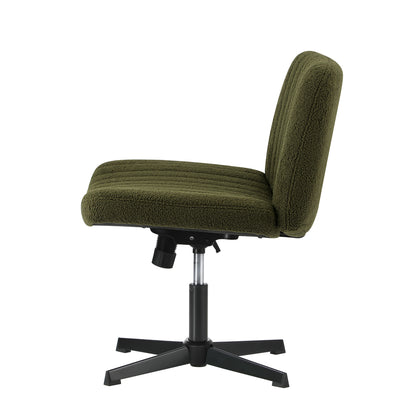 Oikiture Mid Back Armless Office Chair Wide Seat Sherpa Green-Office Chair-PEROZ Accessories