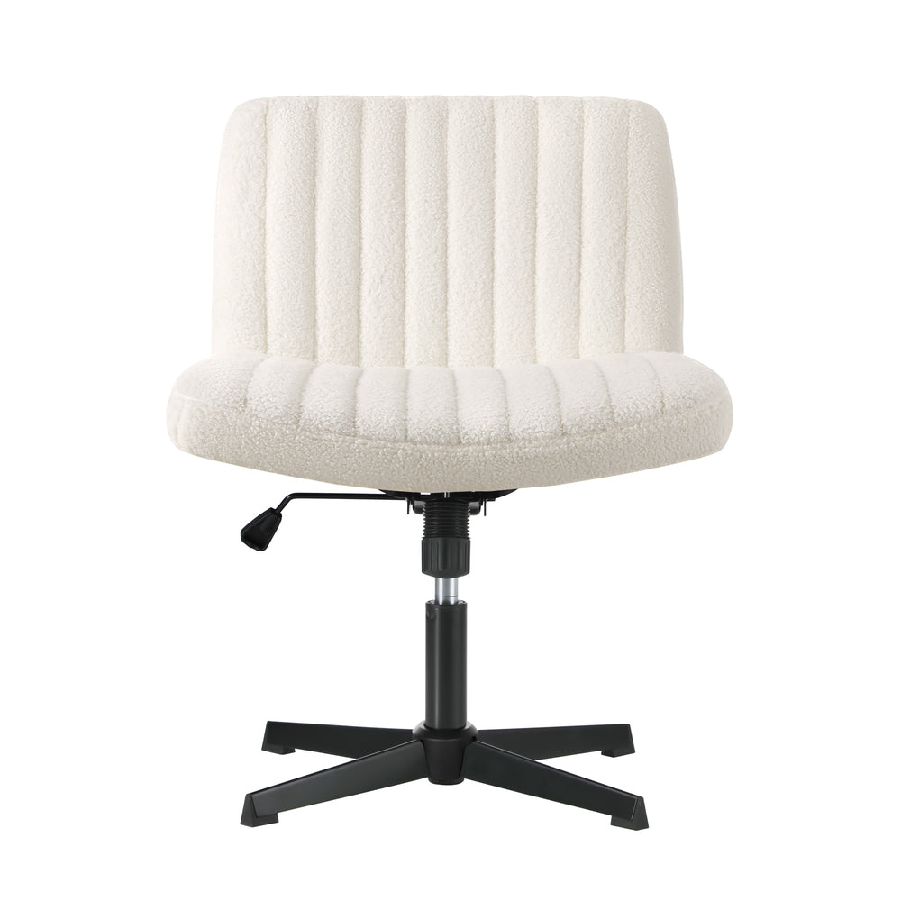 Oikiture Mid Back Office Chair Wide Seat Sherpa White-Office Chairs-PEROZ Accessories