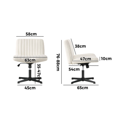 Oikiture Mid Back Office Chair Wide Seat Sherpa White-Office Chairs-PEROZ Accessories