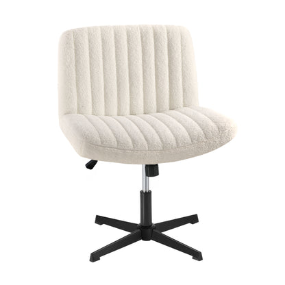 Oikiture Mid Back Office Chair Wide Seat Sherpa White-Office Chairs-PEROZ Accessories