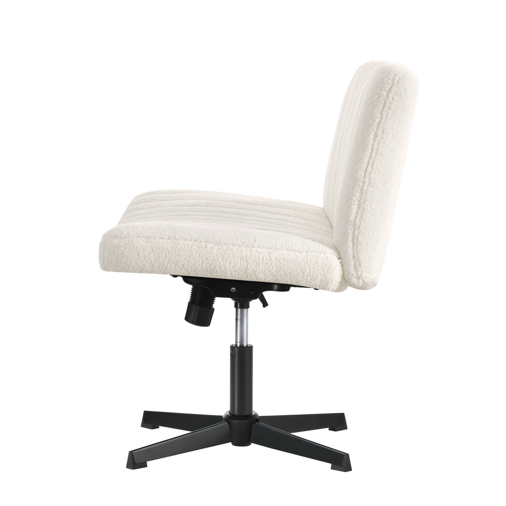 Oikiture Mid Back Office Chair Wide Seat Sherpa White-Office Chairs-PEROZ Accessories