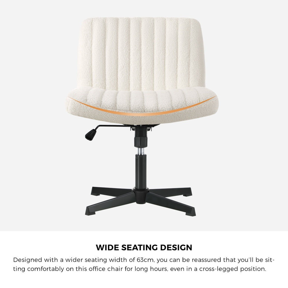 Oikiture Mid Back Office Chair Wide Seat Sherpa White-Office Chairs-PEROZ Accessories