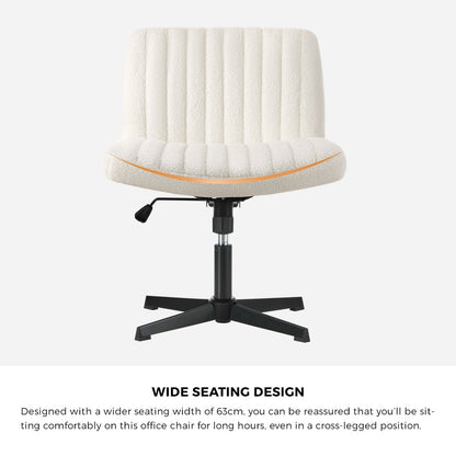 Oikiture Mid Back Office Chair Wide Seat Sherpa White-Office Chairs-PEROZ Accessories