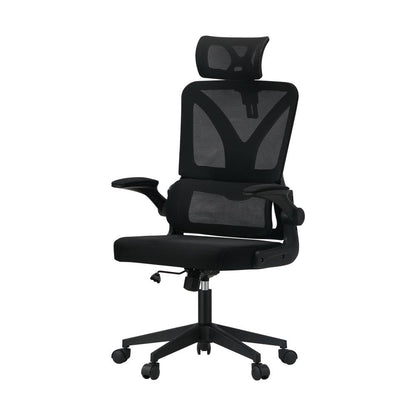 Oikiture Mesh Office Chair D-Shape Back Support Black-Office Chairs-PEROZ Accessories