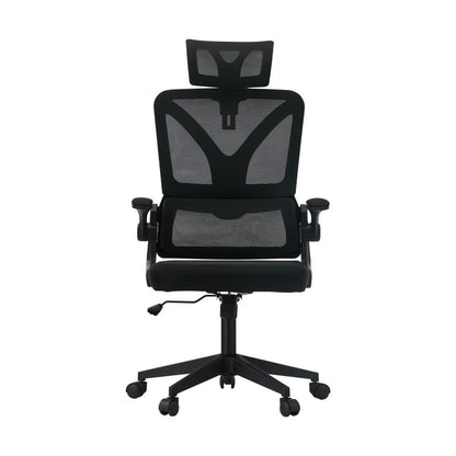 Oikiture Mesh Office Chair D-Shape Back Support Black-Office Chairs-PEROZ Accessories