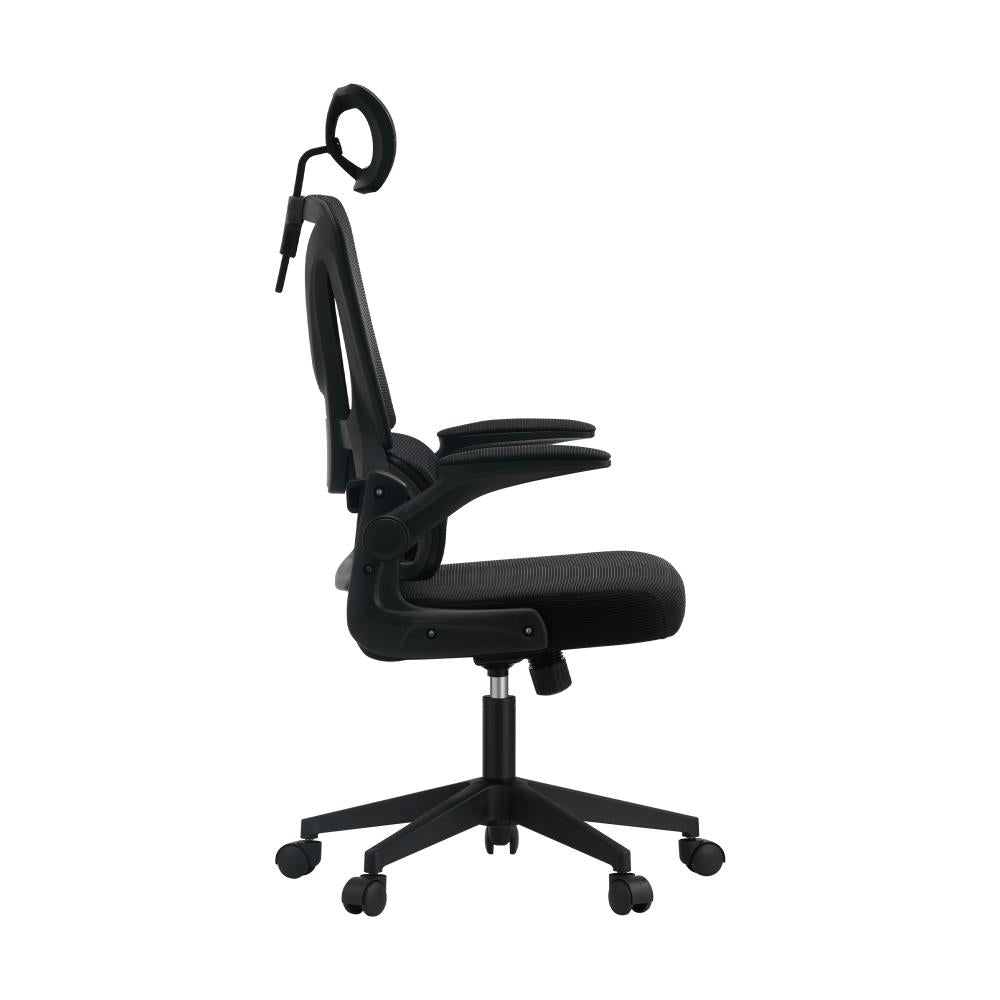 Oikiture Mesh Office Chair D-Shape Back Support Black-Office Chairs-PEROZ Accessories