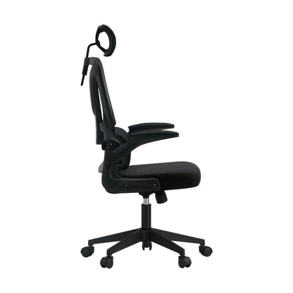 Oikiture Mesh Office Chair D-Shape Back Support Black-Office Chairs-PEROZ Accessories