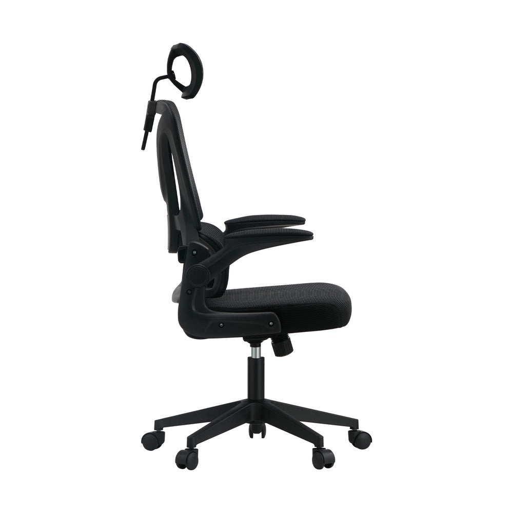 Oikiture Mesh Office Chair D-Shape Back Support Black-Office Chairs-PEROZ Accessories
