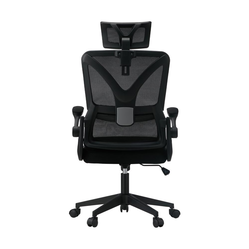 Oikiture Mesh Office Chair D-Shape Back Support Black-Office Chairs-PEROZ Accessories