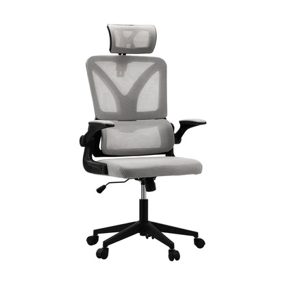 Oikiture Mesh Office Chair Adjustable Lumbar Support D-Shape BK &amp; GY-Office Chair-PEROZ Accessories