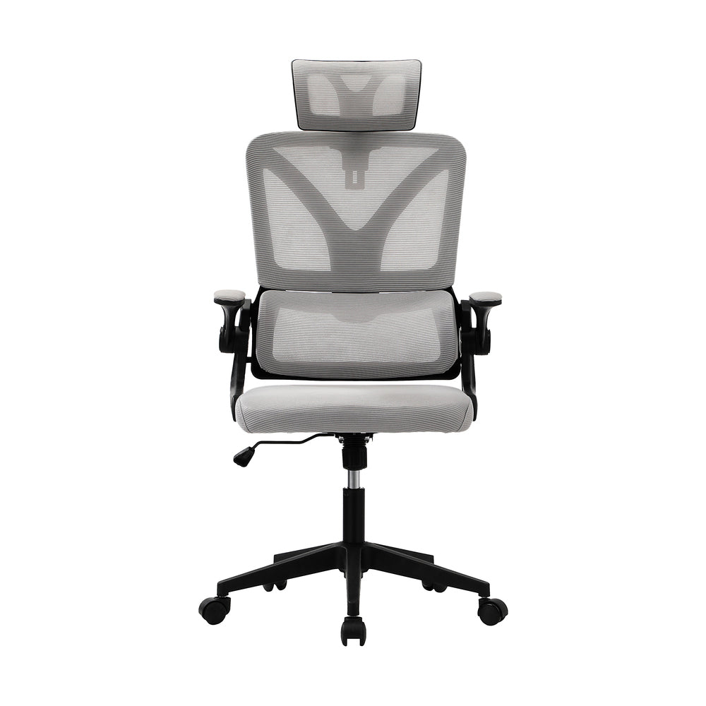 Oikiture Mesh Office Chair Adjustable Lumbar Support D-Shape BK &amp; GY-Office Chair-PEROZ Accessories