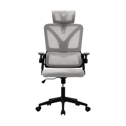 Oikiture Mesh Office Chair Adjustable Lumbar Support D-Shape BK &amp; GY-Office Chair-PEROZ Accessories
