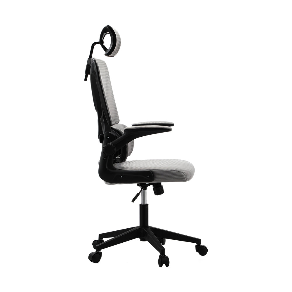 Oikiture Mesh Office Chair Adjustable Lumbar Support D-Shape BK &amp; GY-Office Chair-PEROZ Accessories