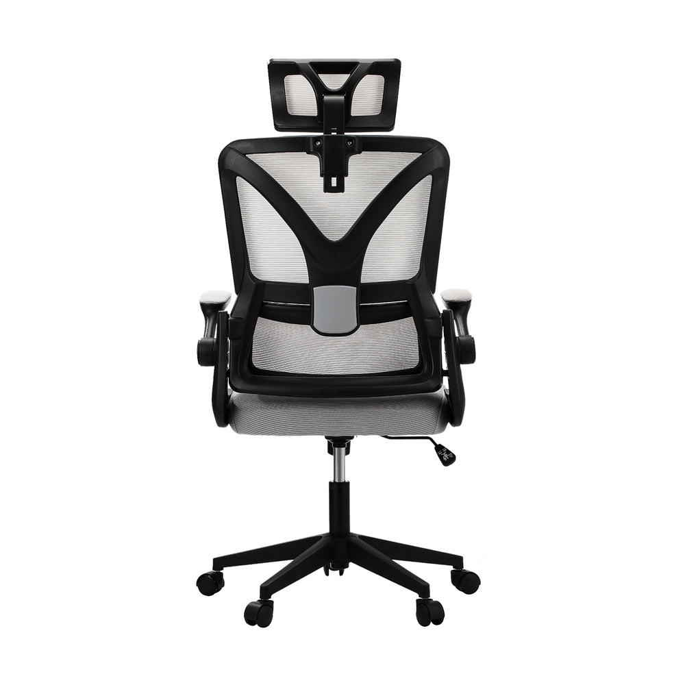 Oikiture Mesh Office Chair Adjustable Lumbar Support D-Shape BK &amp; GY-Office Chair-PEROZ Accessories