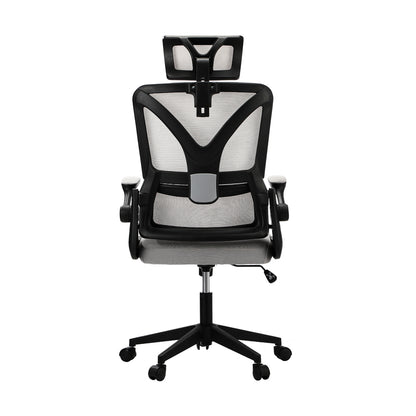 Oikiture Mesh Office Chair Adjustable Lumbar Support D-Shape BK &amp; GY-Office Chair-PEROZ Accessories