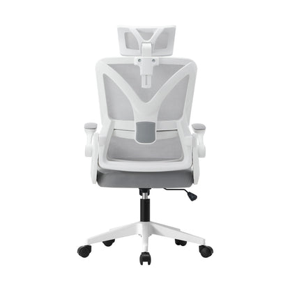 Oikiture Mesh Office Chair D-Shape Back Support White-Office Chairs-PEROZ Accessories