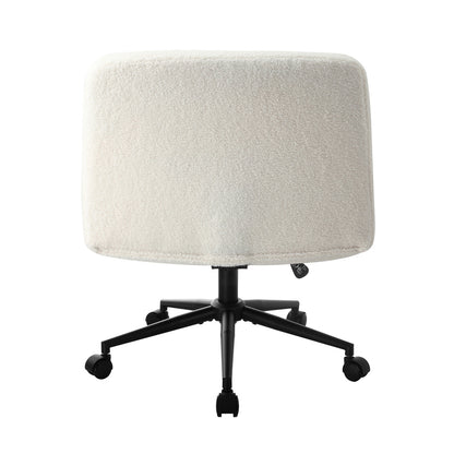Oikiture Office Chair Wide Seat Boucle White with Wheels-Office Chair-PEROZ Accessories