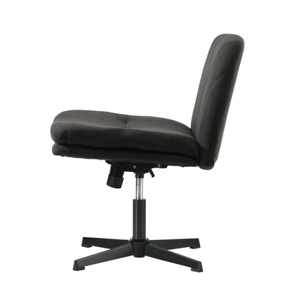 Oikiture Armless Office Chair Wide Seat Linen Charcoal No Wheels-Office Chair-PEROZ Accessories