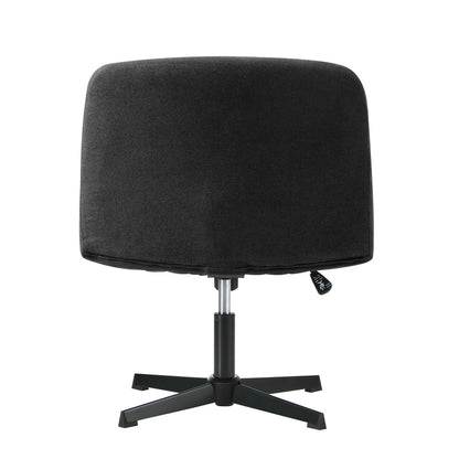 Oikiture Armless Office Chair Wide Seat Linen Charcoal No Wheels-Office Chair-PEROZ Accessories