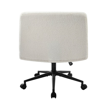 Oikiture Armless Office Chair Wide Seat with Wheels Boucle White-Office Chair-PEROZ Accessories