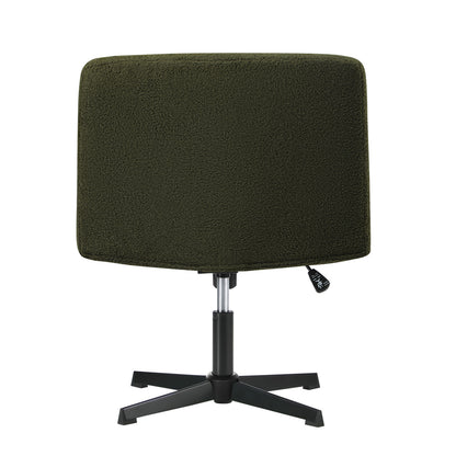 Oikiture Armless Office Chair Wide Seat No Wheels Boucle Green-Office Chair-PEROZ Accessories
