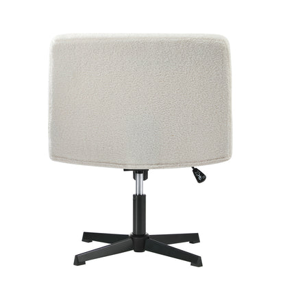Oikiture Armless Office Chair Wide Seat No Wheels Boucle White-Office Chair-PEROZ Accessories