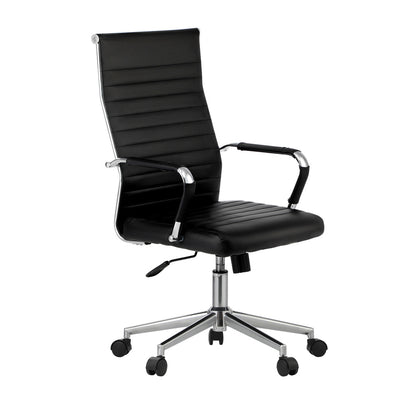 Oikiture Swivel Office Chair High Back Leather Black-Office Chair-PEROZ Accessories