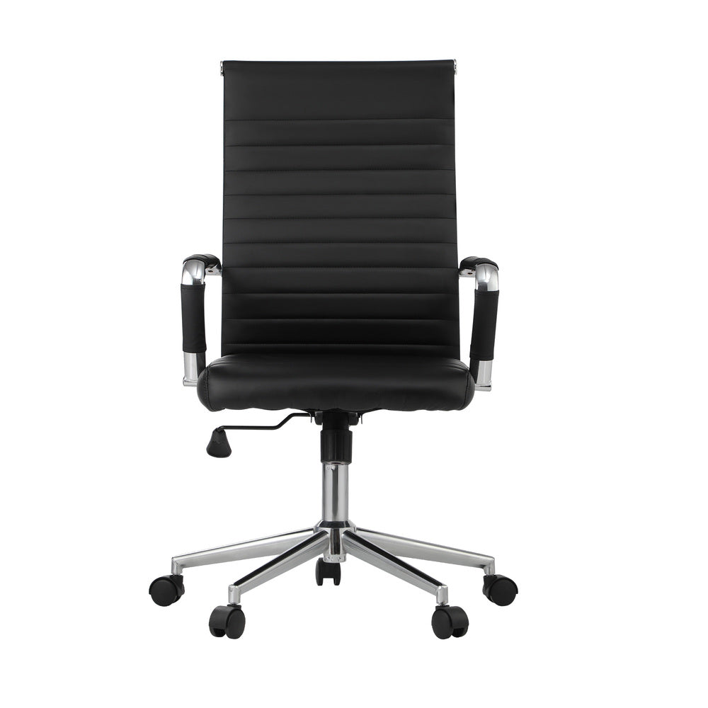 Oikiture Swivel Office Chair High Back Leather Black-Office Chair-PEROZ Accessories