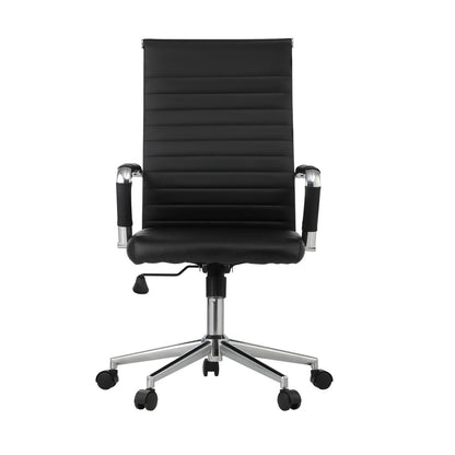 Oikiture Swivel Office Chair High Back Leather Black-Office Chair-PEROZ Accessories