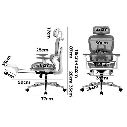 Oikiture Ergonomic Office Chair Mesh Executive Seat WH &amp; GY-Office Chair-PEROZ Accessories