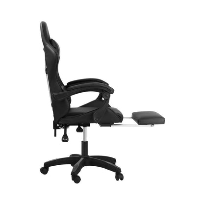 Oikiture Home Gaming Chair Executive Computer Desk Chair with Footrest and Lumbar Pillow Massage Office Chair Black-Massage Office Chairs-PEROZ Accessories