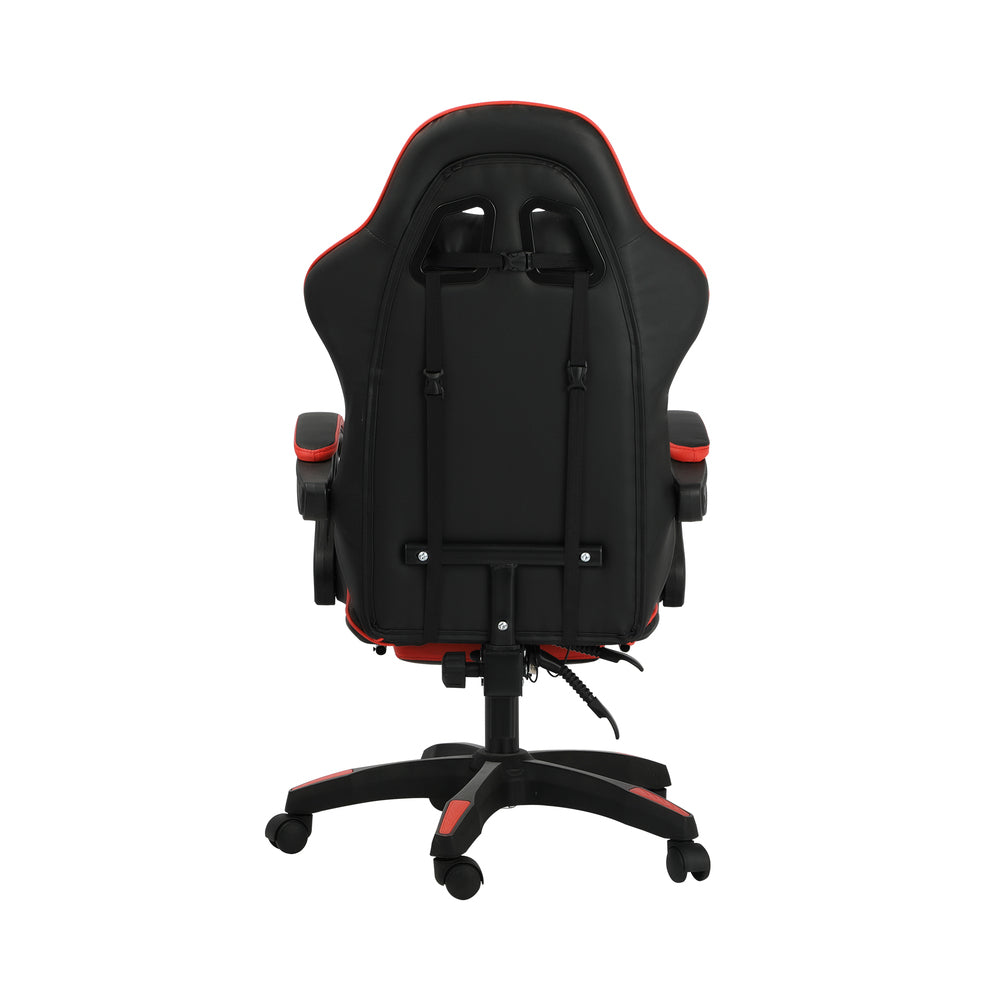 Oikiture Home Gaming Chair Executive Computer Desk Chair with Footrest and Lumbar Pillow Massage Office Chair Black and Red-Office Chairs-PEROZ Accessories