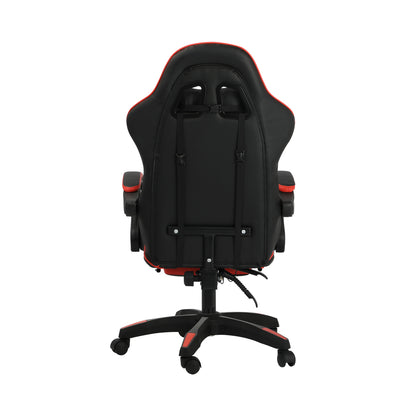Oikiture Home Gaming Chair Executive Computer Desk Chair with Footrest and Lumbar Pillow Massage Office Chair Black and Red-Office Chairs-PEROZ Accessories