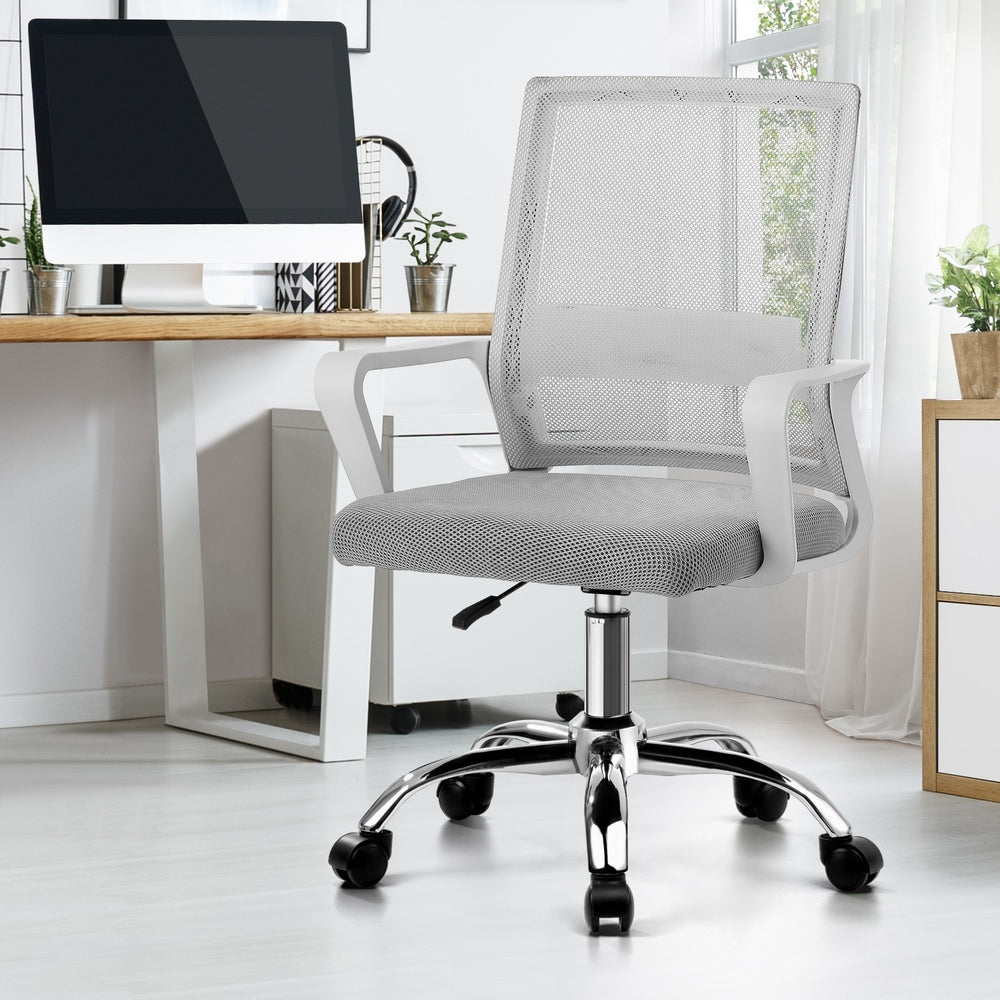 Oikiture Mesh Office Chair Executive Computer Seat White-Office Chair-PEROZ Accessories