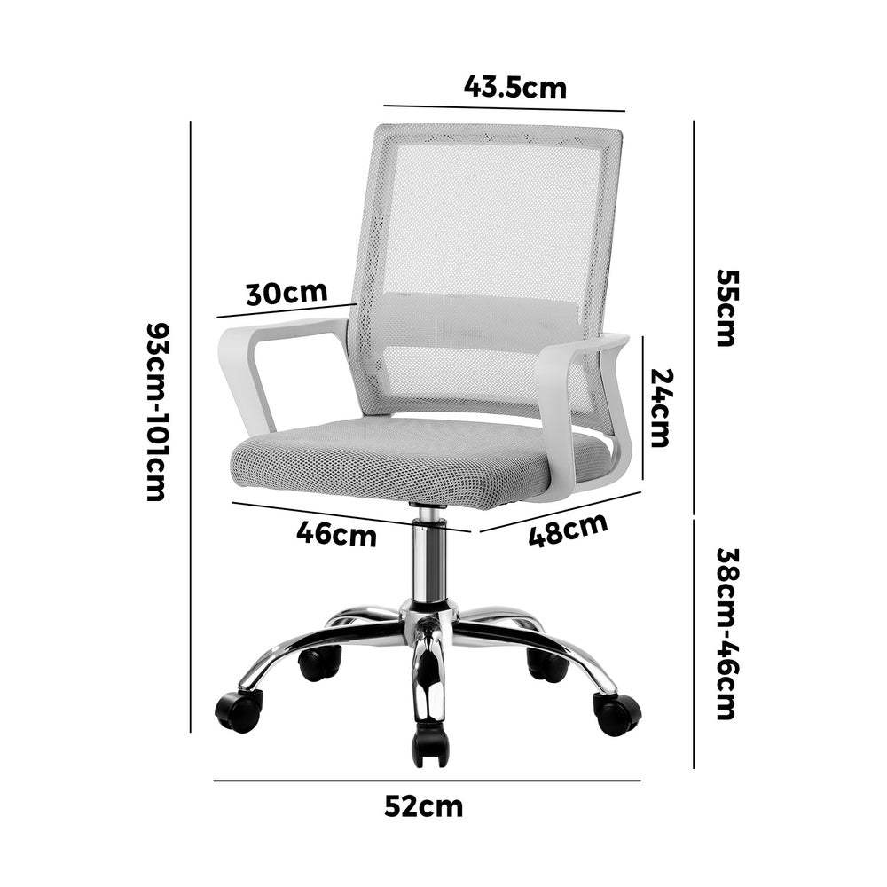Oikiture Mesh Office Chair Executive Computer Seat White-Office Chair-PEROZ Accessories