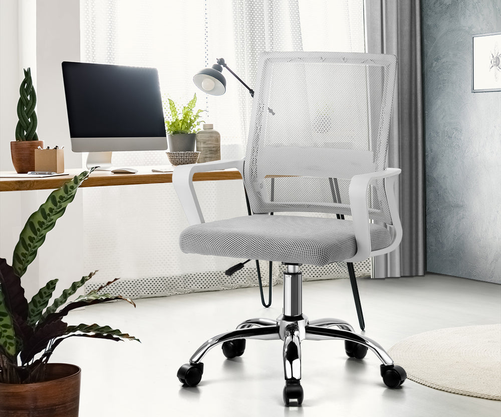 Oikiture Mesh Office Chair Executive Computer Seat White-Office Chair-PEROZ Accessories