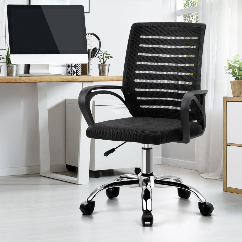 Oikiture Mesh Office Chair Breathable Backrest Black-Office Chair-PEROZ Accessories
