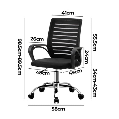 Oikiture Mesh Office Chair Breathable Backrest Black-Office Chair-PEROZ Accessories