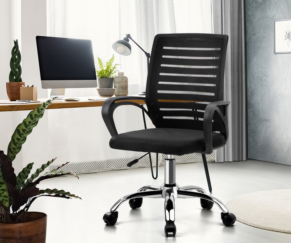 Oikiture Mesh Office Chair Breathable Backrest Black-Office Chair-PEROZ Accessories