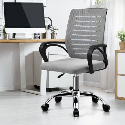 Oikiture Mesh Office Chair Breathable Backrest Black &amp; Grey-Office Chair-PEROZ Accessories