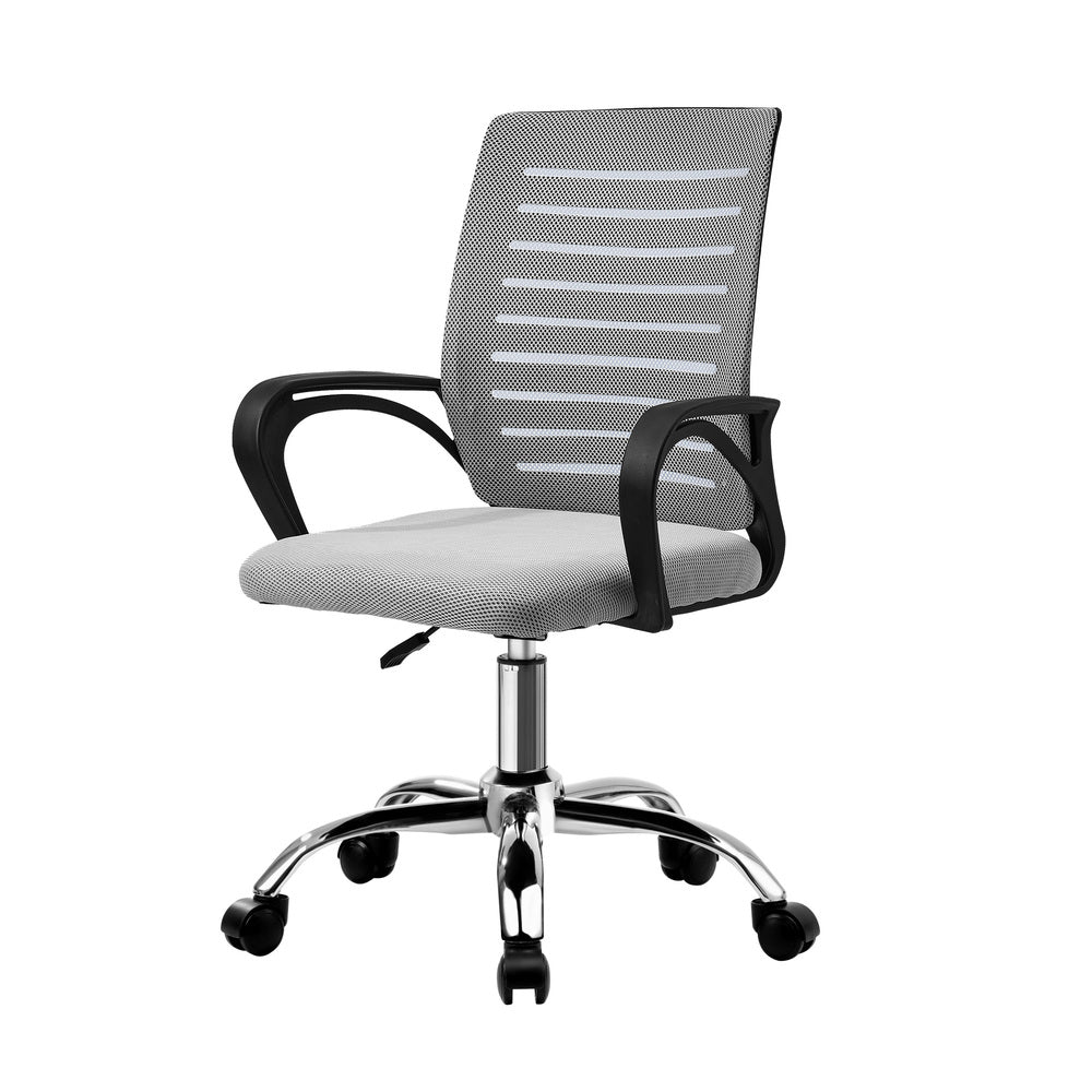 Oikiture Mesh Office Chair Breathable Backrest Black &amp; Grey-Office Chair-PEROZ Accessories