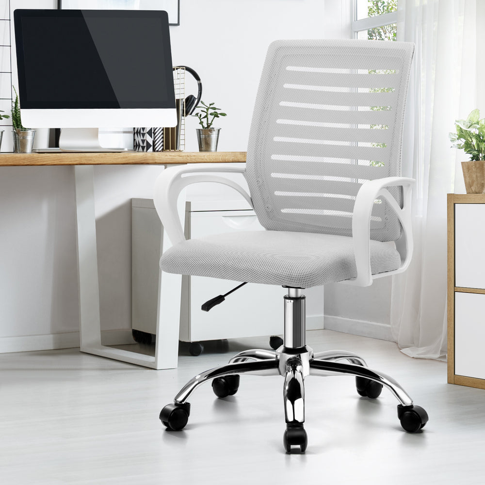 Oikiture Mesh Office Chair Breathable Backrest White-Office Chair-PEROZ Accessories