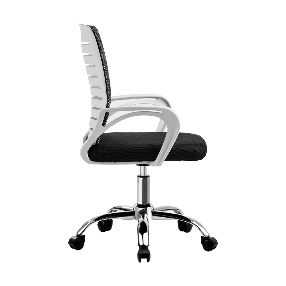 Oikiture Mesh Office Chair Breathable Backrest White &amp; Black-Office Chair-PEROZ Accessories
