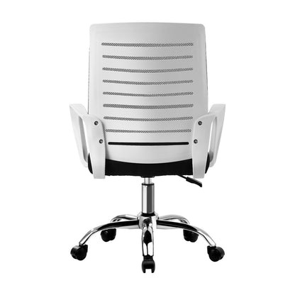 Oikiture Mesh Office Chair Breathable Backrest White &amp; Black-Office Chair-PEROZ Accessories
