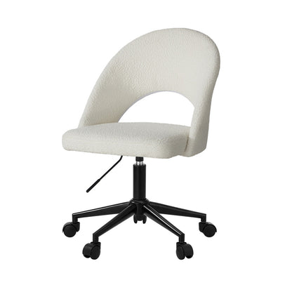 Oikiture High Back Hollow Armless Office Chair Boucle White &amp; Black-Office Chair-PEROZ Accessories